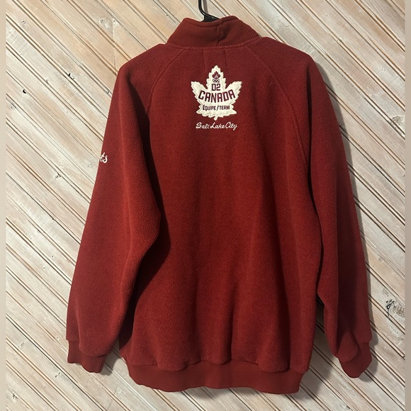 Roots Athletic Canada Vintage Red Burgundy Zip-Up Fleece Jacket Thick - Picture 7 of 8
